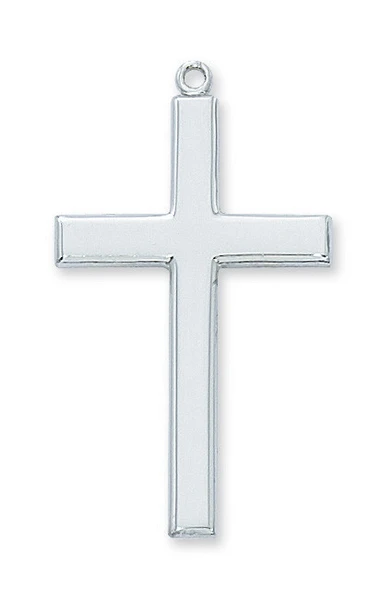 Rhodium over Pewter Cross on 24" Stainless Steel Chain RC7025