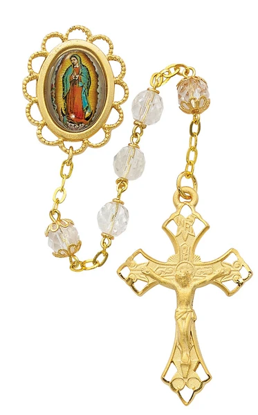 Gold Plated 7mm Our Lady of Guadalupe Rosary 856HF