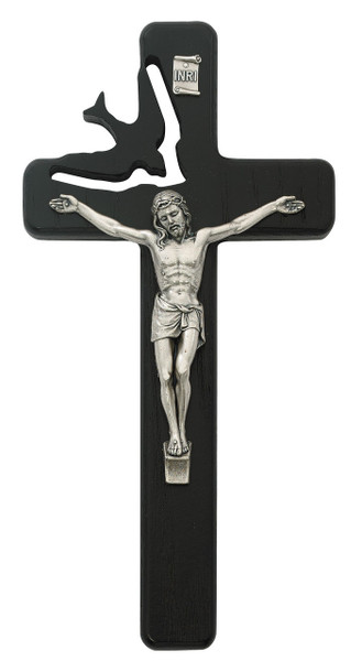 8" Black Wood Holy Spirit Cut-Out Wall Crucifix 77-07