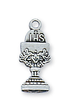Sterling Silver Chalice Medal with Chain L568