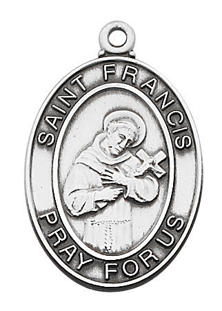 St. Francis Sterling Silver Medal on 24" Chain L684FR
