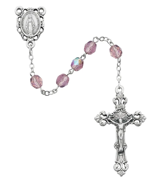 6mm AB Amethyst June Birthstone Rosary R391-AMG