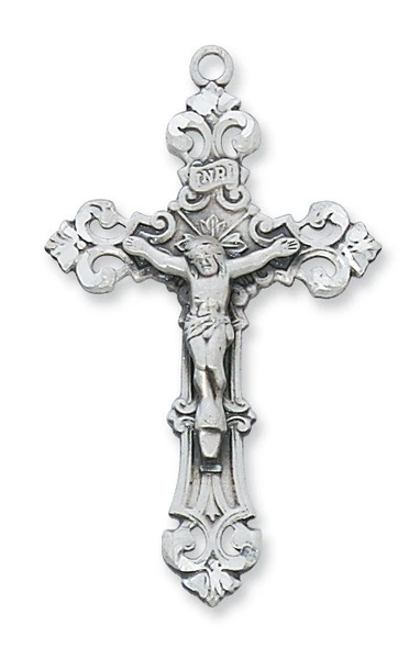 Sterling Silver Crucifix on 24" Stainless Steel Chain L5017