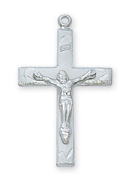 Sterling Silver Crucifix on 18" Stainless Steel Chain L7027