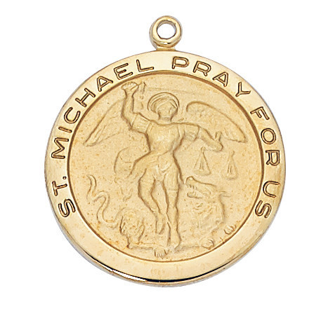 St. Michael Gold over Sterling Silver Medal on 24" Chain J420MK
