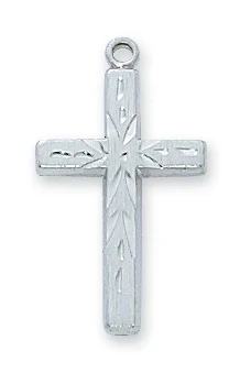 Sterling Silver Engraved Cross on 18" Chain L7002