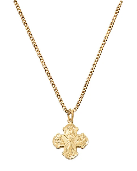 Gold over Sterling Silver Baby Four-Way Medal on 13" Chain J28B
