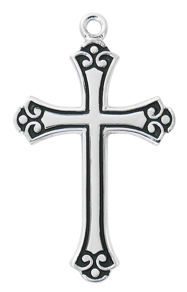 Sterling Silver Cross with Black Epoxy on 18" Chain L9255