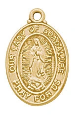 Small Gold over Sterling Silver Our Lady of Guadalupe Medal on 16" Chain J740