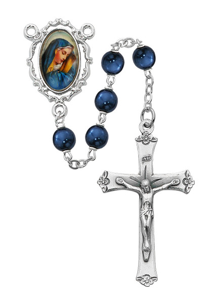 7mm Blue Pearl Our Lady of Sorrows Rosary R921F