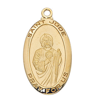 Gold over Sterling Silver St. Jude Medal on 18" Chain J500JU