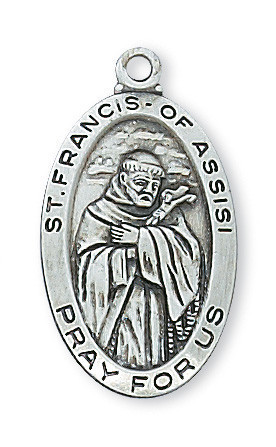Sterling Silver St. Francis Medal on 18" Chain L500FR
