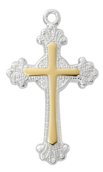 Sterling Silver Two-Tone Cross on 16-18" Chain L9237