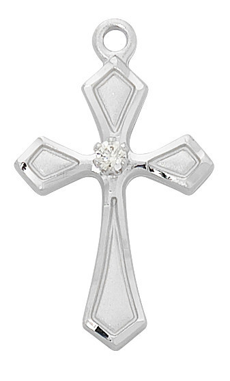 Sterling Silver Cross with CZ on 18" Chain L9249