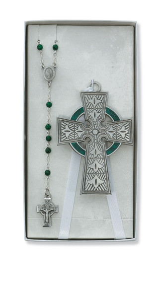 Celtic Crib Cross and Rosary Set BS38