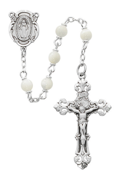 5mm Genuine Mother of Pearl Rosary 783DF