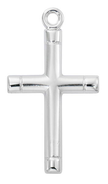 Sterling Silver Cross with Polished Tips on 24" Chain L9226