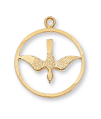 Gold over Sterling Silver Holy Spirit Medal on 16-18" Chain J369