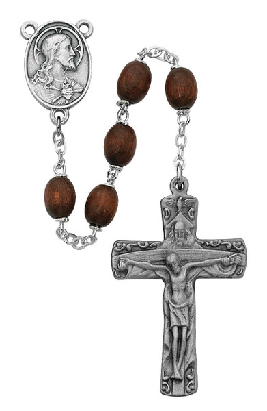 6x8mm Brown Wood Holy Trinity Rosary R392DF