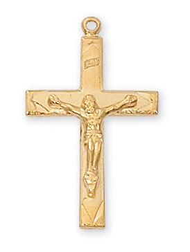 Gold over Sterling Silver Crucifix on 18" Chain J7027