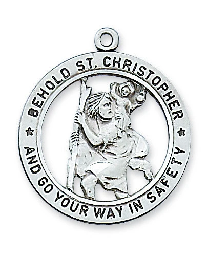 St. Christopher Sterling Silver Medal on 24" Chain L2514