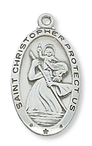 Sterling Silver St. Christopher Medal on 24" Chain L550CH