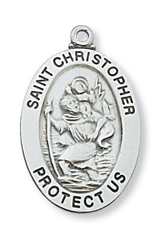 Sterling Silver St. Christopher Medal on 24" Chain L461CH24