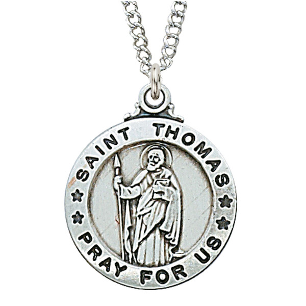 Sterling Silver St. Thomas the Apostle Medal on 20" Chain L600TA