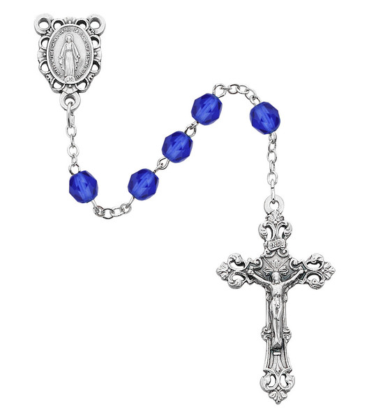 6mm AB Blue September Birthstone Rosary R391-BLKF