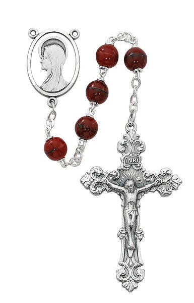 7mm Red and Black Glass Bead Rosary R925F