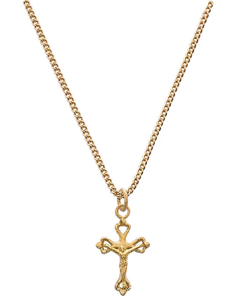 Gold over Sterling Silver Baby Crucifix on 13" Chain J8017B
