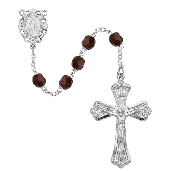 6mm Garnet-Colored Birthstone Rosary 880-GAKF
