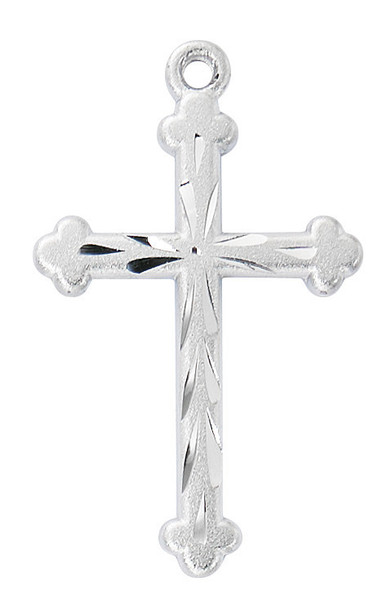 Sterling Silver Bright-Cut Cross on 16-18" Chain L9251