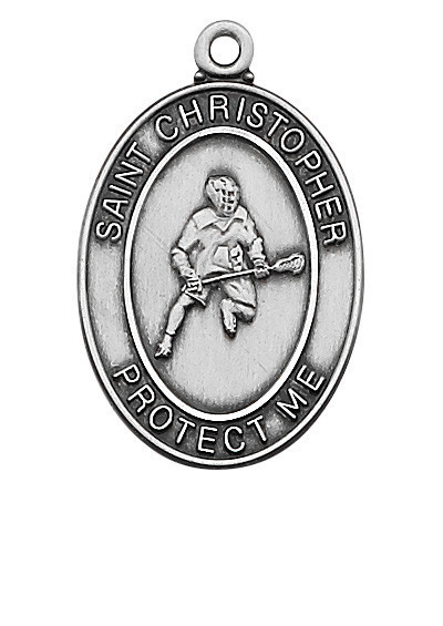 Sterling Silver Lacrosse Medal on 24" Chain L675LC
