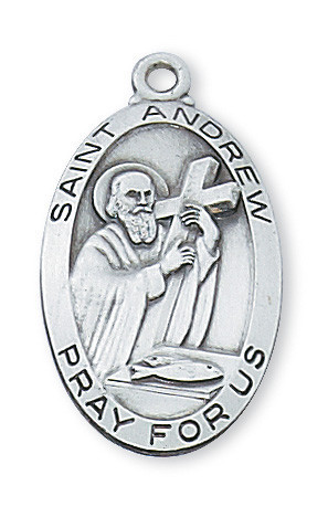 St. Andrew Sterling Silver Medal on 24" Chain L550AW