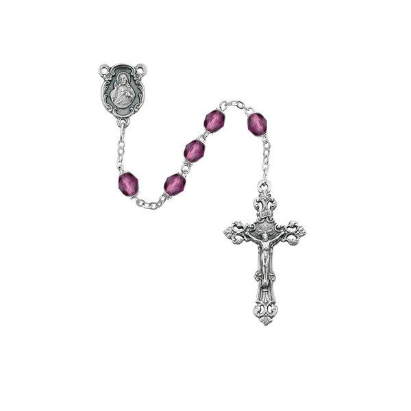 6mm Dark Amethyst-Colored February Birthstone Rosary 875-DAG