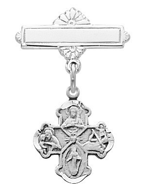 Sterling Silver 4-Way Medal Baby Pin 428LT
