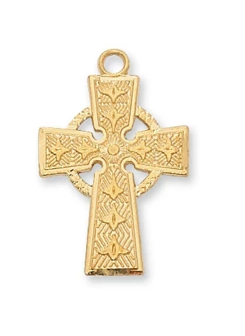 Gold over Sterling Silver Celtic Cross on 18" Chain J8083