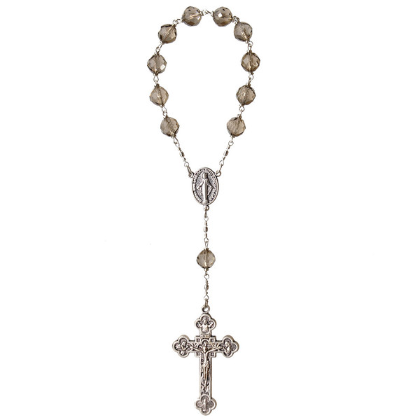 8mm Smoky Crystal One Decade Rosary, CR108