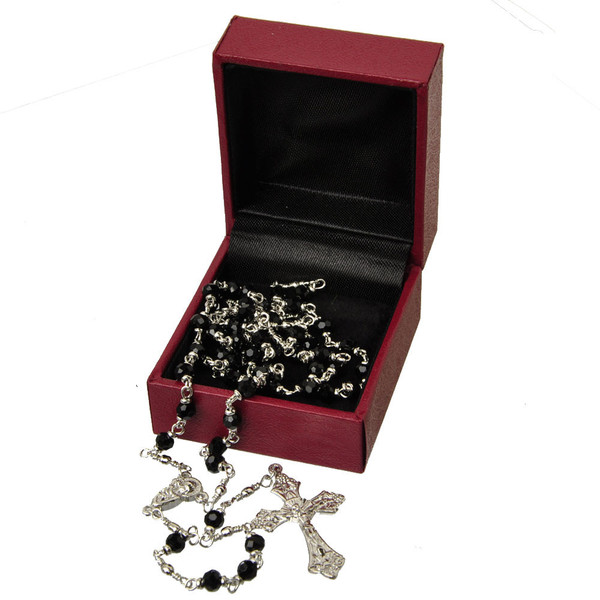 4mm Black Crystal Rosary, R1954