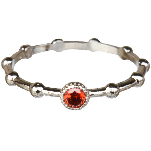 Sterling Silver January Birthstone Rosary Ring with Cubic Zirconia, RRJAN