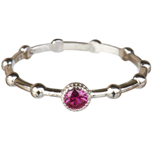 Sterling Silver July Birthstone Rosary Ring with Cubic Zirconia, RRJUL