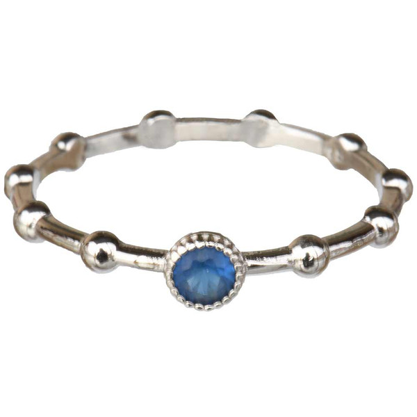 Sterling Silver September Birthstone Rosary Ring with Cubic Zirconia, RRSEP
