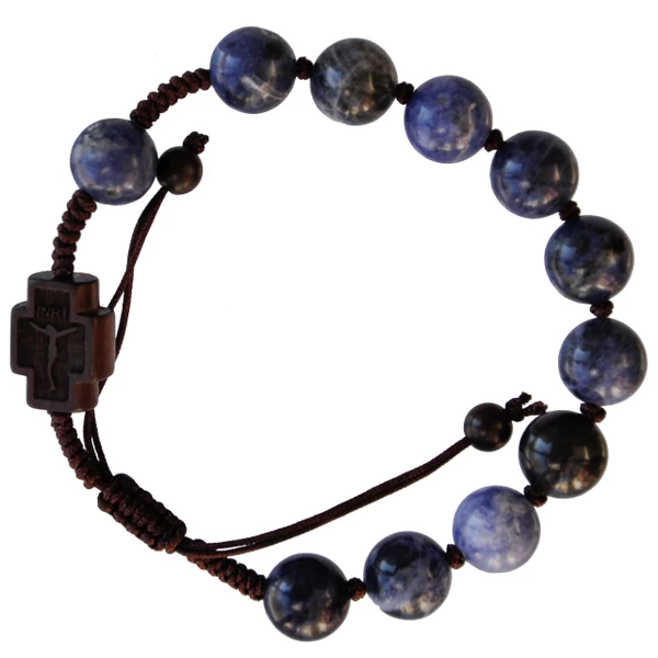 Adjustable Rosary Bracelet with 10mm Sodalite and Jujube Wood, RSC3