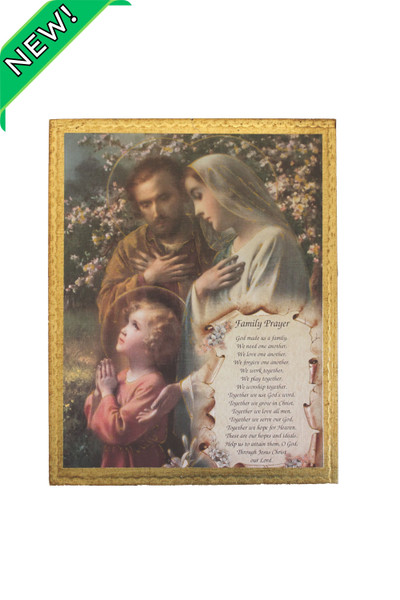 Holy Family Prayer Florentine Plaque 8x10" L-148-P