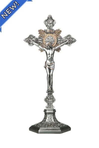 St. Benedict Crucifix in Pewter Style 24"/22" SR-77286-PE