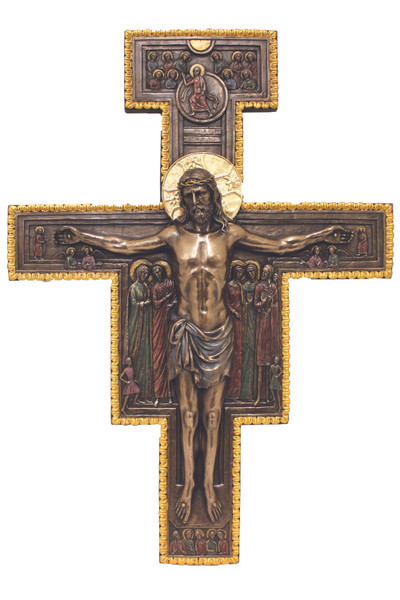 San Damiano Crucifix in Cold Cast Bronze 11x16" SR-75880