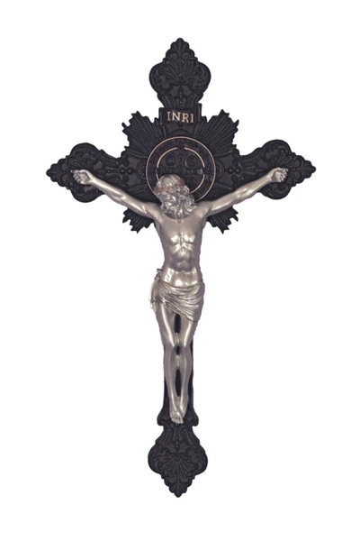 St. Benedict Crucifix Black/ Pewter Style 7.75" SR-76719-BLK