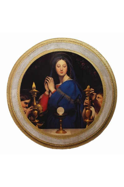 Virgin of The Host by Ingres Florentine Plaque 14" dia. L-2674-W