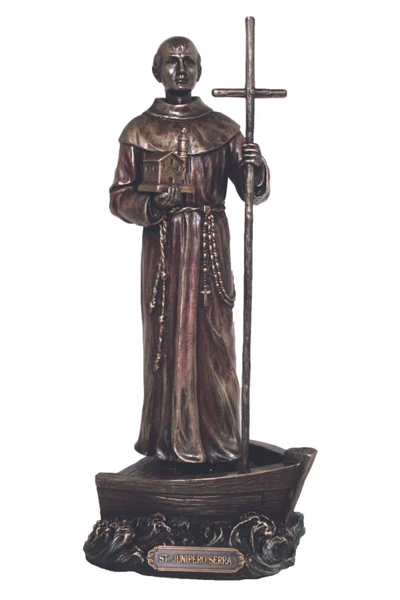 St. Junipero Serra Statue in Cold Cast Bronze 9" SR-76882